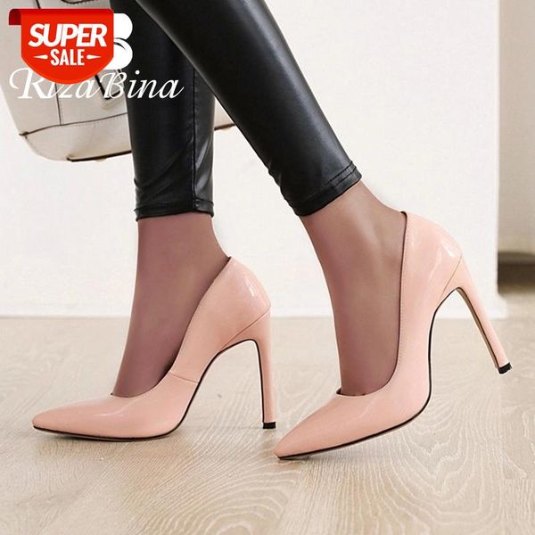 

rizabina plus size 31-46 women pumps pointed toe fashion slip on shoes women daily office lady thin high heels party footwear #vk81