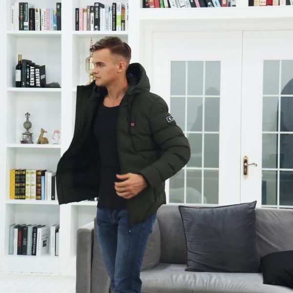 

new smart usb heating cotton jacket men and women's cotton clothing winter thermal jacket1, Black