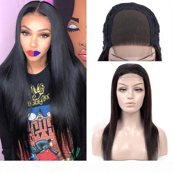 

brazilian human hair lace front wigs for black women silky straight 4x4 closure lace wig 180% 250% density wig natural color