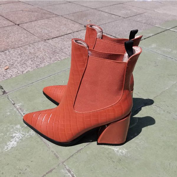 

2021 women's boots natural plus size 22-26.5cm european upper and lining thick heels euhq, Black