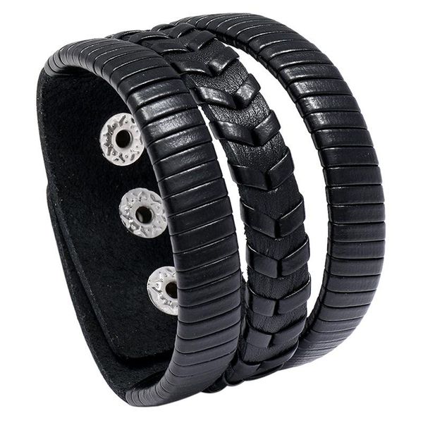 

tennis pu leather braided crafts jewelry charming layer bracelet black brown color gift for men women accessories, Golden;silver