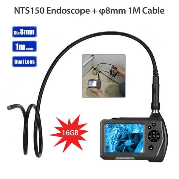 

cameras nts150 endoscope inspection camera 3.5" lcd monitor 3.9mm/8mm/7.6mm diameter 1 meters tube 16gb dvr borescope snake