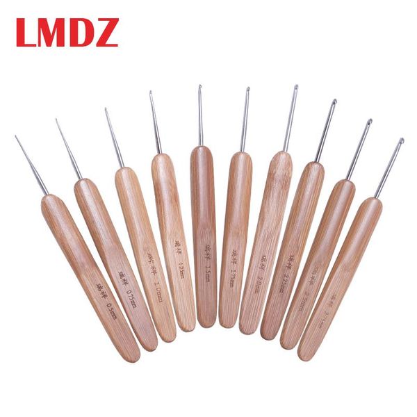 

lmdz 10pcs/set 0.5mm-2.75mm bamboo knitting needles set small lace knitting hooks set diy crochet hooks needles for yar wmtnpu, Black;brown