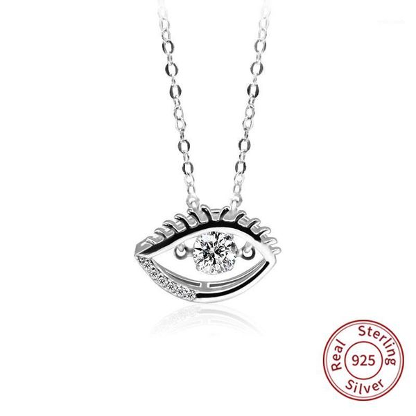 

chains 2021 lucky evil eye necklace gold color cubic zirconia crystal fashion delicate woman jewelry gift zk401, Silver