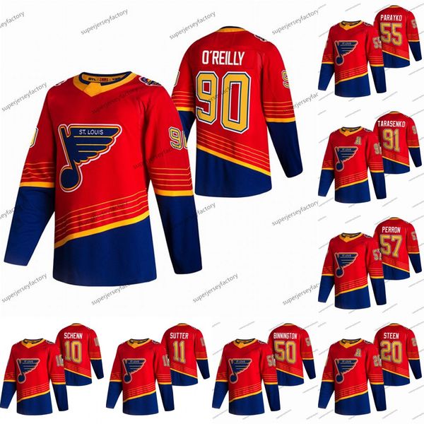 

90 ryan o'reilly st. louis blues 2021 reverse retro jersey pietrangelo tarasenko jaden schwartz binnington david perron tyler bozak fau, Black;red
