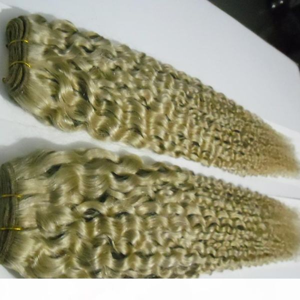 

blonde brazilian hair weave 4b 4c 200g curly human hair extensions non-remy hair 2pcs weaving bundles machine double weft 613 blonde, Black