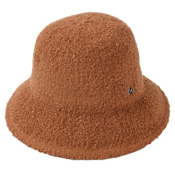 

women hats female loop yarn letter m bucket hats thick warm winter solid color collapsible bucket hat caps, Blue;gray