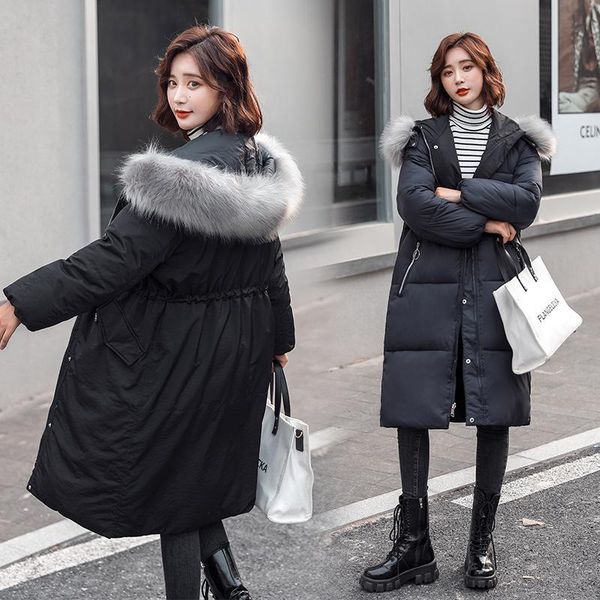 

women's down & parkas warm parka womens 2021 winter of slim big medium and long knee jacket for women 885, Black