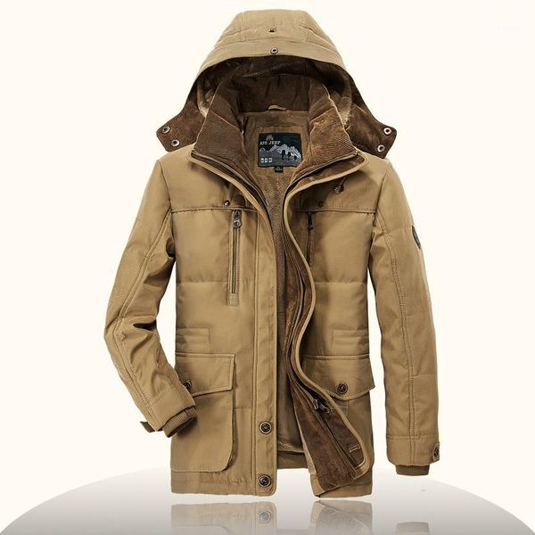 

men overcoat warm fleece with fur parka winter jacket men thickening hooded coat cotton-padded jacket plus size 7xl1, Black