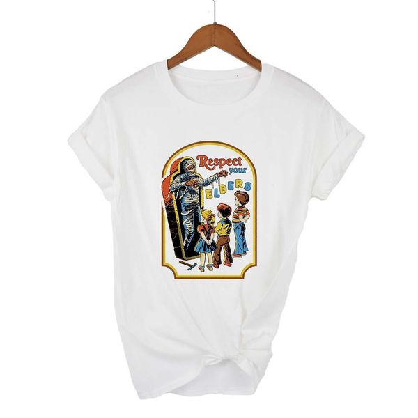 

2021 women black humor t shirt round collar plus size t-shirt tee shirts harajuku spring summer trendy funny pattern tshirt, White