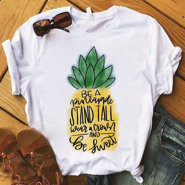 

ананасовый фруктовый одежда женская футболка мода верхняя графика дизайн футболки леди kawaii camiasas печать футболка 2020 ретро, White