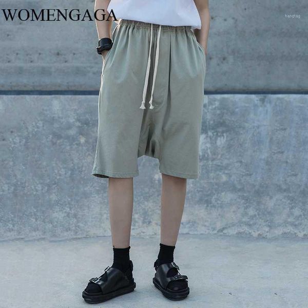 

loose high elastic waist yellow brief knee length trousers loose fit pants women fashion tide spring summer 2020 2c5p1, Black;white