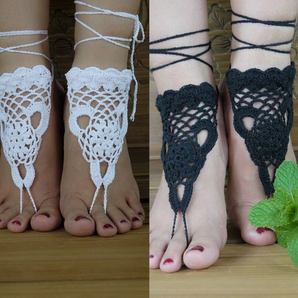 

crochet barefoot sandals beach wedding decor swimsuit bandage bathing suits pad