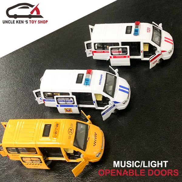 

diecast russian gaz gazel scale ambulance model, metal police toys taxi cars for boys or kids as gifts with functionsq1221