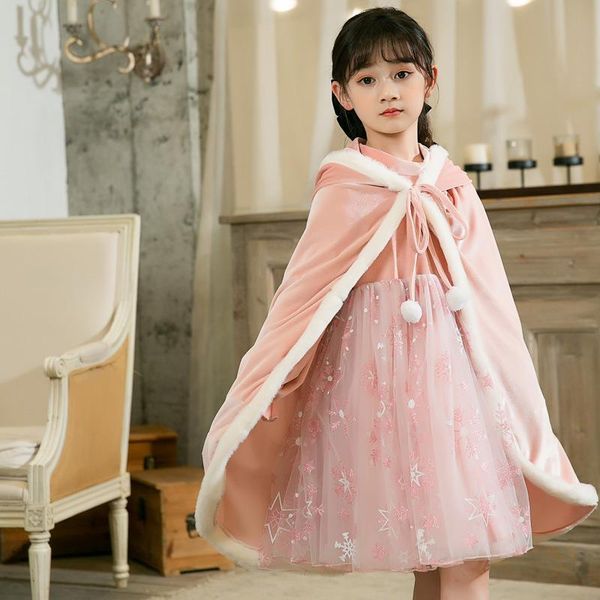 

girls' sets cape +princess dress 2020, Red;yellow