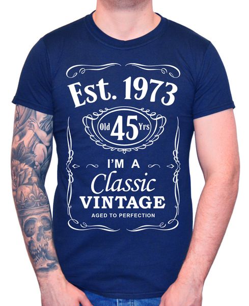 

sport 2019 cool tee shirt men's 45th birthday t-shirt est 1973 vintage forty fifth 45 years gift summer t-shirt