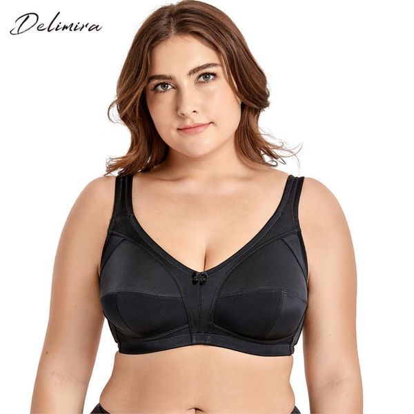 

delimira women's non-padded wire comfort lift full coverage support plus size bra y19070201, Red;black