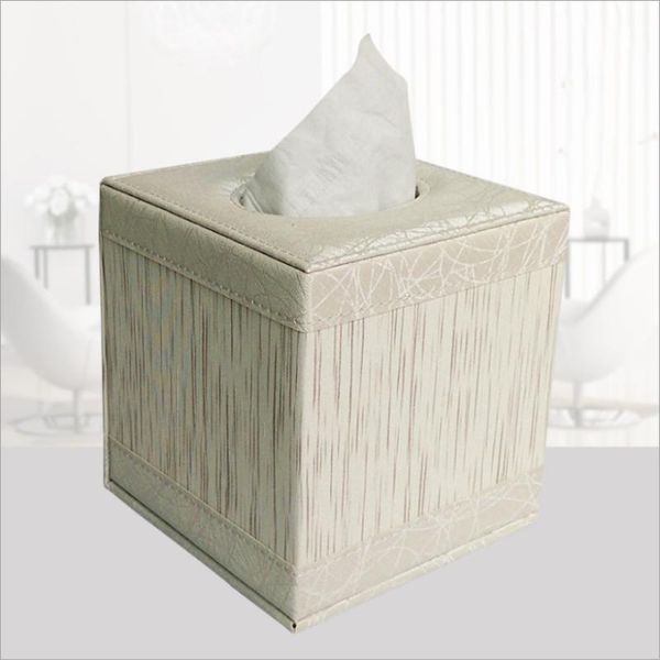 

2020 durable pu leather tissue box square home table napkin paper box toilet bedroom deskroll paper towel container