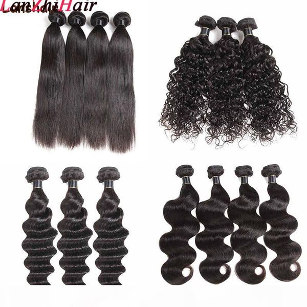 

brazilian indian human hair extension 3 4 5 6 bundles body wave straight deep water wave human hair bundles weaves 50g pcs, Black