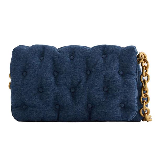

retro blue denim quilted women shoulder bags designer thick chains handbags luxury messenger bag lady flap big purses female sac c1223