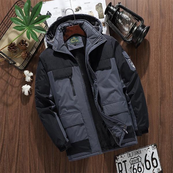 

fashion men's jacket 2020 winter plus velvet thick hooded coat men's windproof and waterproof outdoor mountaineering clothes men, Black