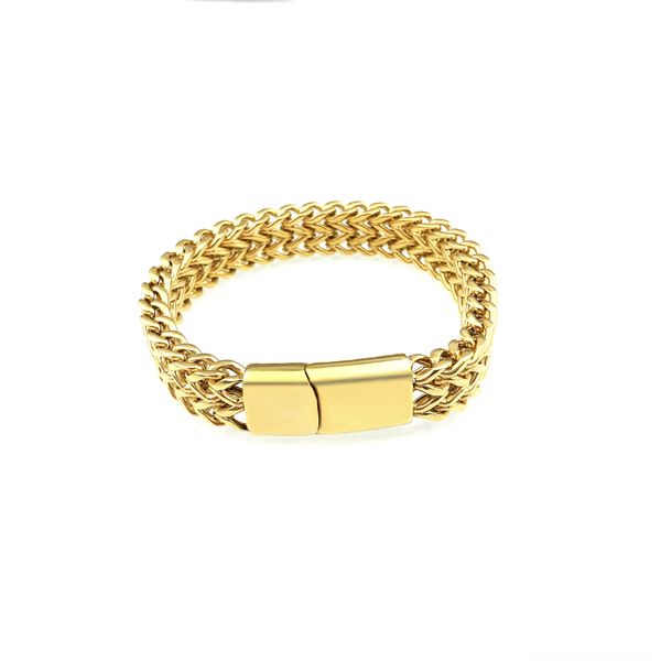 

8kfzt men's titanium steel double row positive and braceletbracelet gold braceletnegative chain stainless personalized steel gold brace, Golden;silver