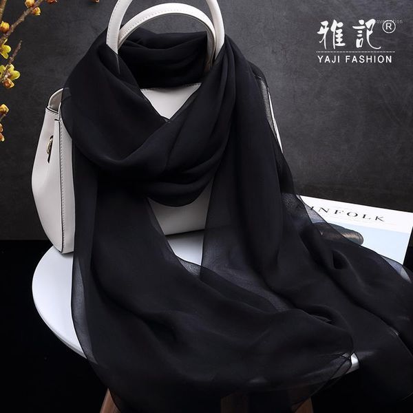 

pure 100% silk scarf women black long solid color wrap shawl for lady autumn winter spring summer1, Blue;gray