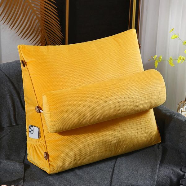 

adjustable height velvet triangular backrest pillow cushion for sofa cushions for bed rest pillow back support solid body