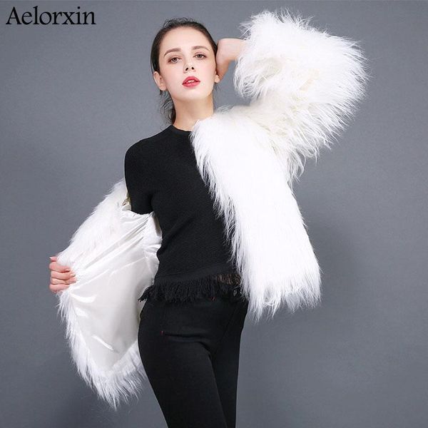 

women's fur & faux 2021 coat women warm chic female outerwear black elegant autumn winter jacket hairy party overcoat oversize s-3xl