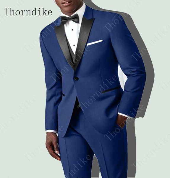 

thorndike men's black double breasted korean slim fit suit gentleman suit business groom wedding dress (jacket + trousers, White;black