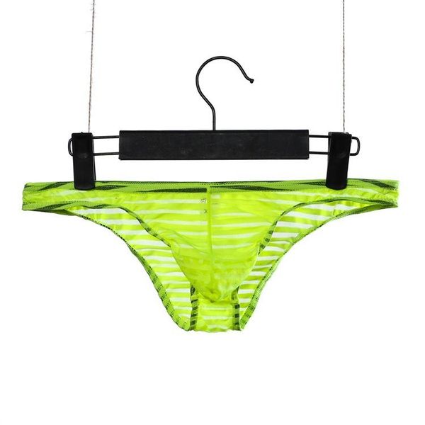 

men's mesh inter-strip small briefs low waist ice silk breathable bikini summer underwear, Black;white