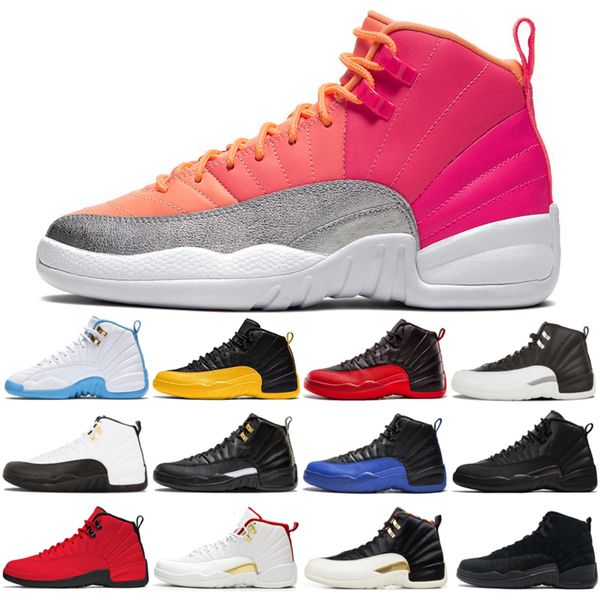 

12 12s fiba cny mens basketball shoes reverse taxi game royal blue gym red wings men sports sneakers trainers sneakers 7-13, White;red