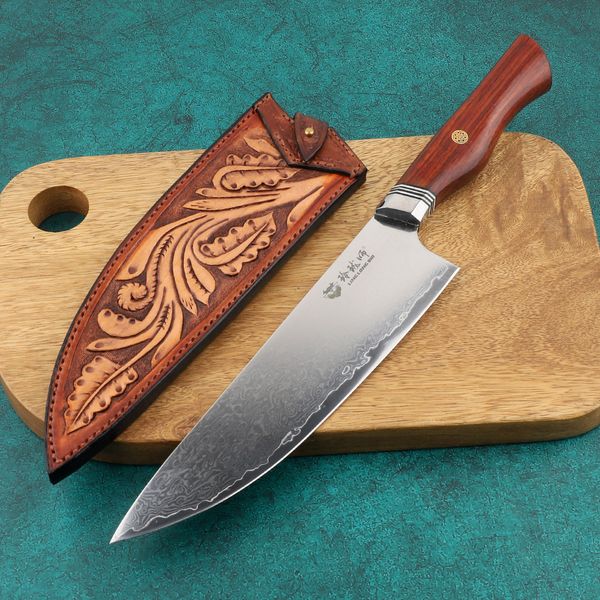 

nine thorn handmade professional chef knife damascus steel kitchen knife japanese gyuto cleaver cuisine knives tools