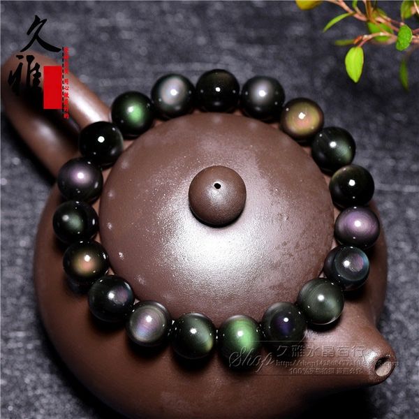 

jiuya crystal natural selection of double color obsidian bracelet obsidian bracelet each color eye black yaoshi 7e8py, Golden;silver
