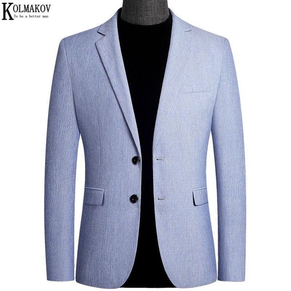 

kolmakov 2020 new arrival british style casual blazer men fashion slim fit suit solid single-breasted coat 3 color, White;black
