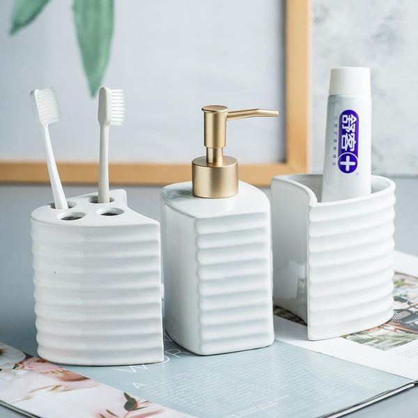 Set di accessori da bagno Articoli sanitari in ceramica Lavaggio Accessori da bagno minimalisti Decorazione domestica Accessori per camera modello Porta scopino1