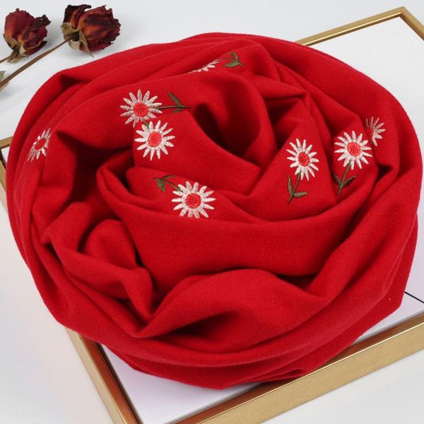 

scarves winter 2021 embroidered small women's scarf fashionable thickening warm shawl with dual-purpose cheongsam, Blue;gray