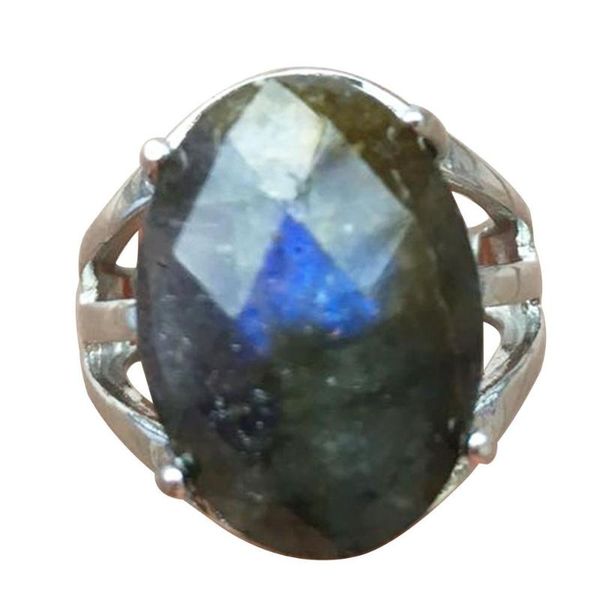 

cluster rings women fashion jewelry faceted natural labradorite art men oval bead ring 6.5~12" us adjust c9127, Golden;silver