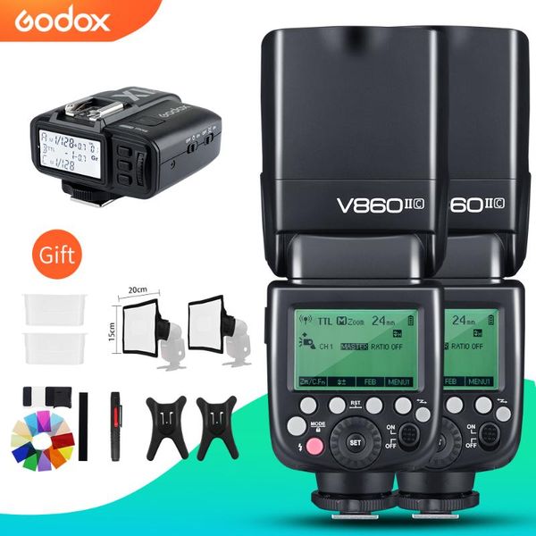 

godox 2x v860ii-c v860ii-n v860ii-s v860ii-f v860ii-o 1/8000sl flash speedlite x1t trigger for fuji
