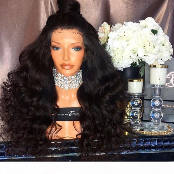 

full lace human hair wigs for black women brazilian virgin hair body wigs lace front wigs glueless full lace wig, Black;brown