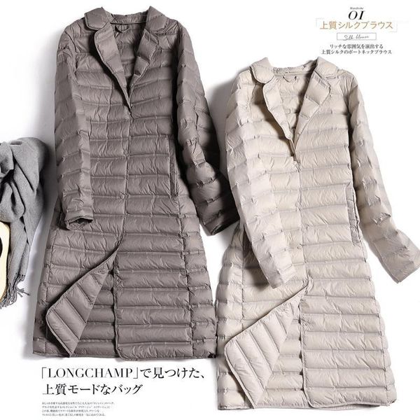 

ultra thin down jacket women autumn winter long puffer duck down coat female jacket 2020new product listing1, Black