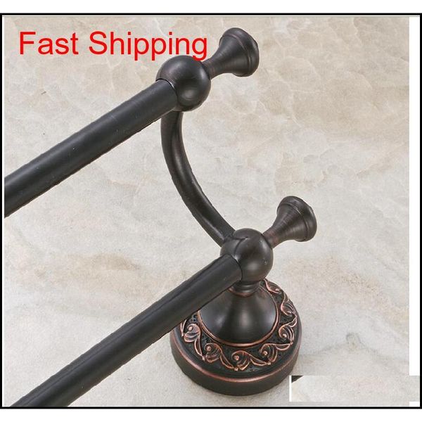 

wholesale and retail luxury oil rubbed bronze black towel rack holder dual towel bars flower carved towel rac qyliuk bdesports