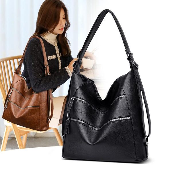 

cross body 2021 multifunction handbags women bag vintage totes hand bags sac a main ladies large capacity female soft leather shoulder