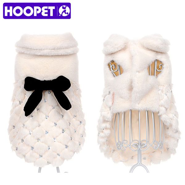 

hoopet pet elegant luxury fur winter overcoat small dog cat clothes bowknot chihuahua