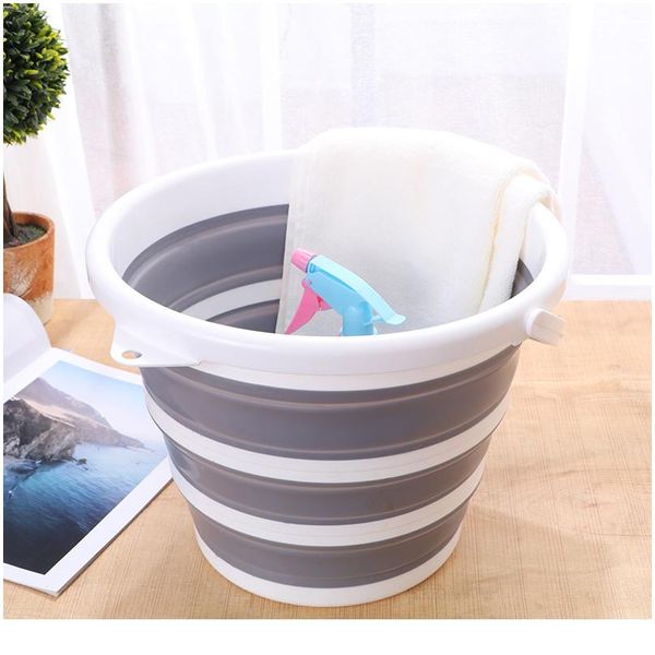 

10l folding bucket bathroom outdoor fishing bait folding round portable car wash bucket sile bucket kitchen accessor bbyisb