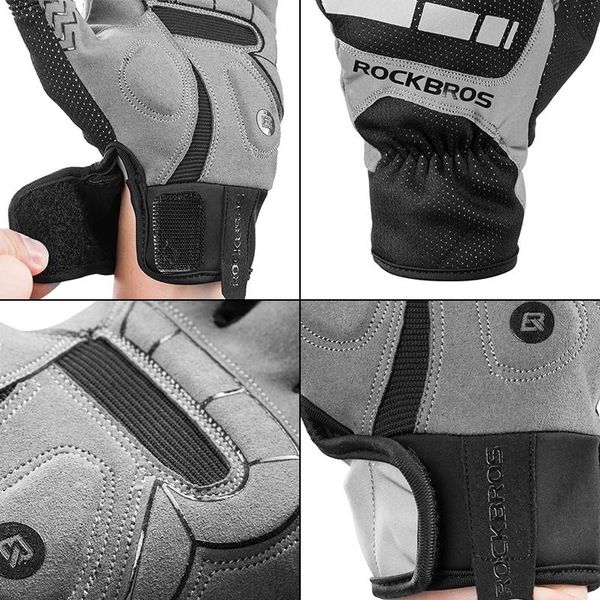 

rockbros touch screen cycling gloves autumn winter thermal windproof bicycle gloves keep warm thick sport glove bike accessories jlllxz, Black