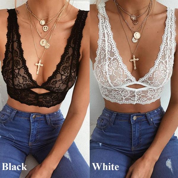 

plus size women lace bra bralette black/white deep v push up shaping padded bras underwear embroidery lingerie 1