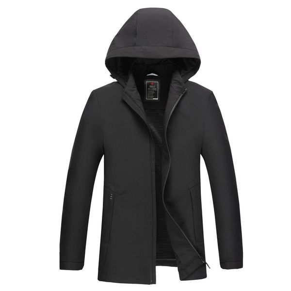 

spring and autumn men's extra large casual windbreaker coat fat man hooded loose medium length jacket, Tan;black