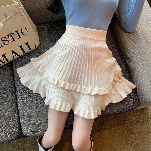 

autumn and winter new ruffle knitted pleated skirt