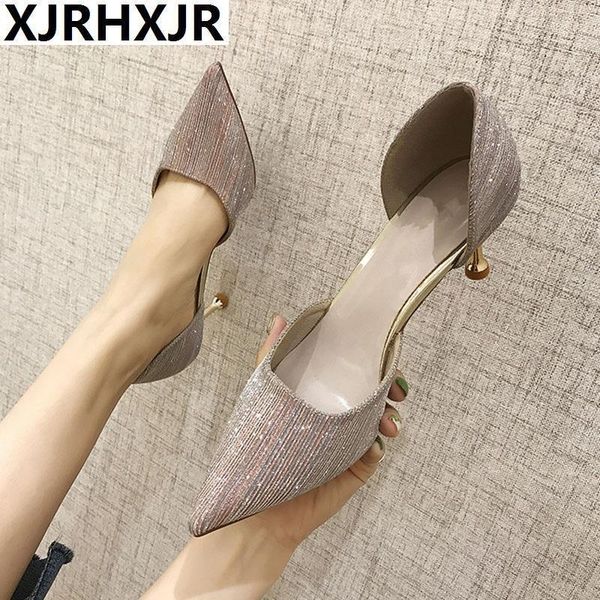 

dress shoes bling women pumps high heels fashion lady pointed toe thin ladies 2021 party woman1, Black